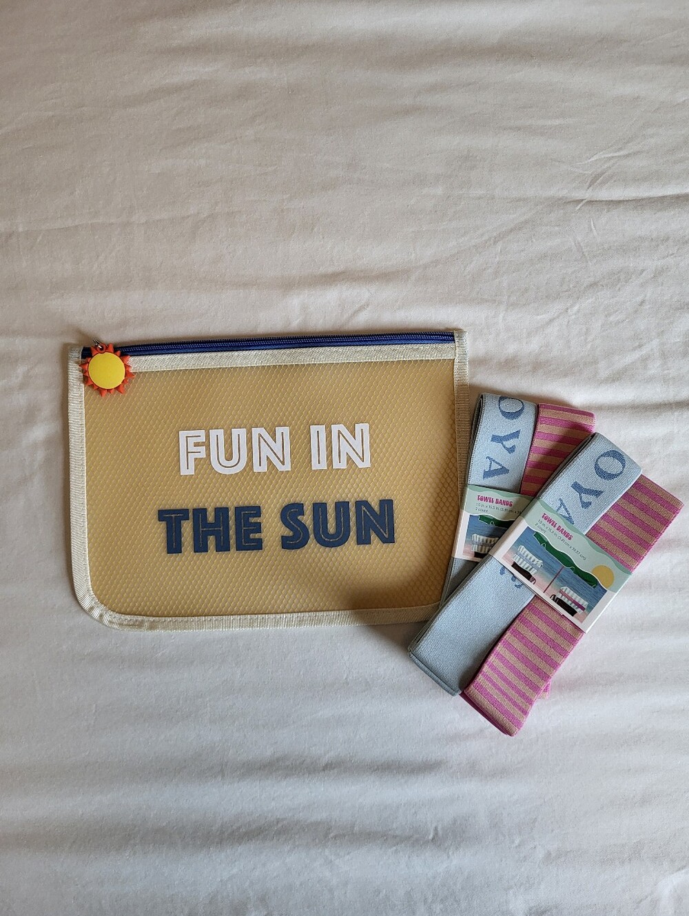 Fun In The Sun Waterproof Zipper Bikini Bag & Towel Bands